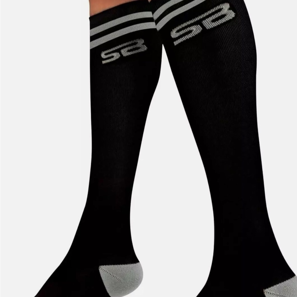 SB Sox Black Gray Compression Socks Tall Sock L NEW
